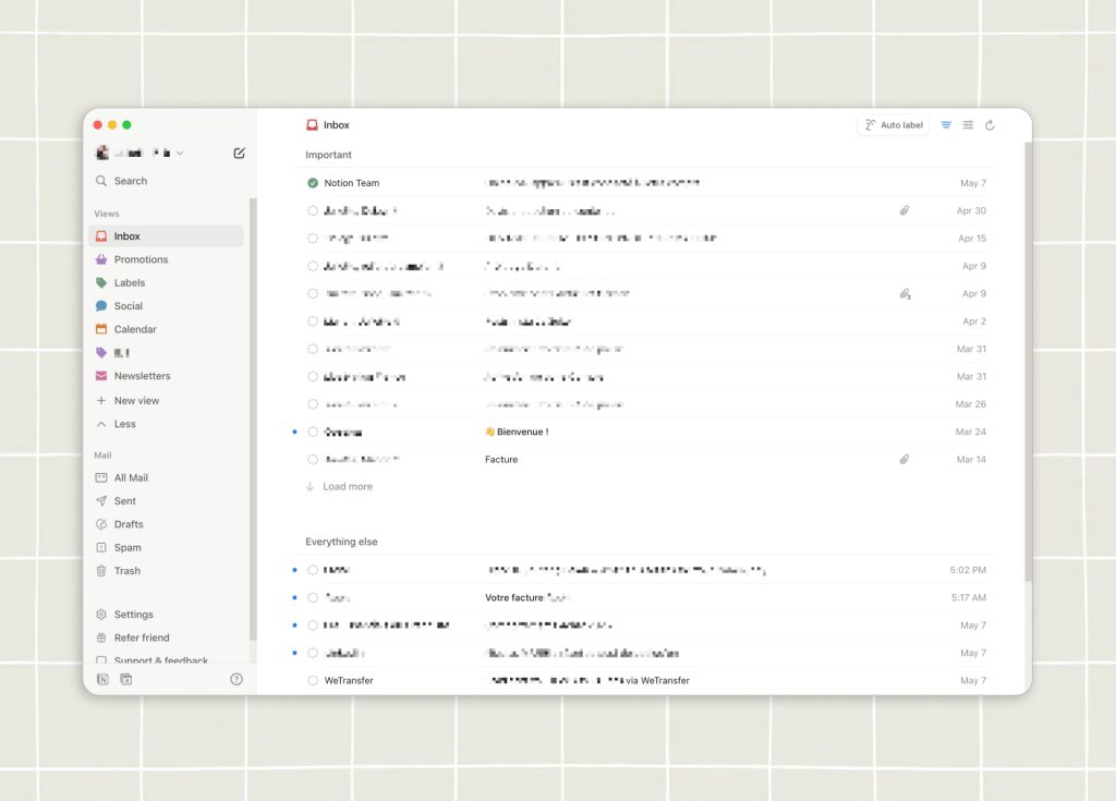 Interface Notion Mail